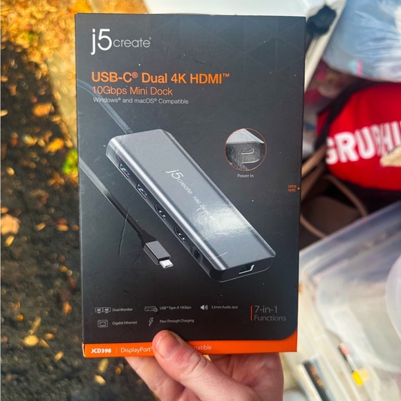 NWT!! j5create USB-C Dual 4K HDMI 10Gbps Mini Dock (2.24x5.8in and 4oz) 100W, JC - Picture 2 of 4